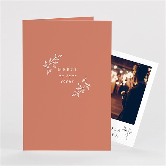 Remerciement mariage douce terracotta plié duo