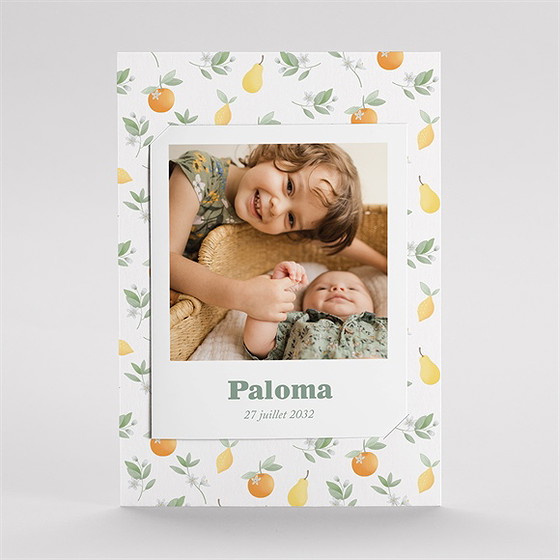 Faire-part naissance motif fruité duo