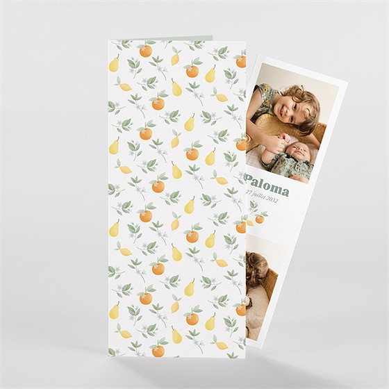 Faire-part naissance motif fruité photomaton