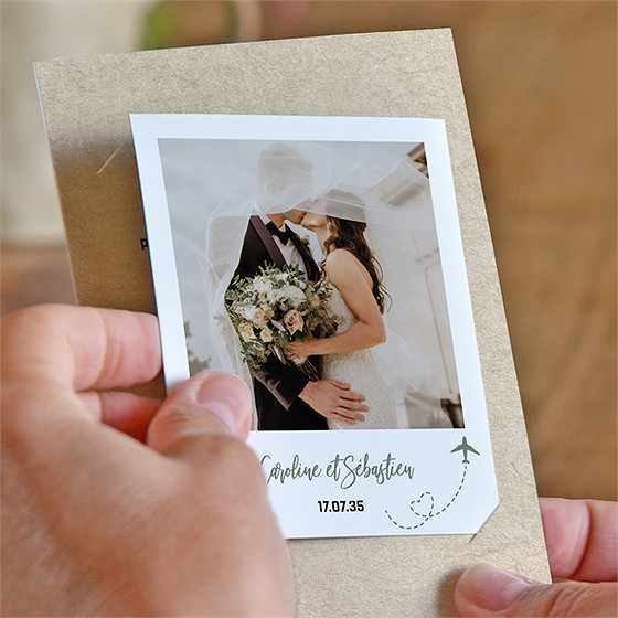 Remerciement mariage billet d'avion duo