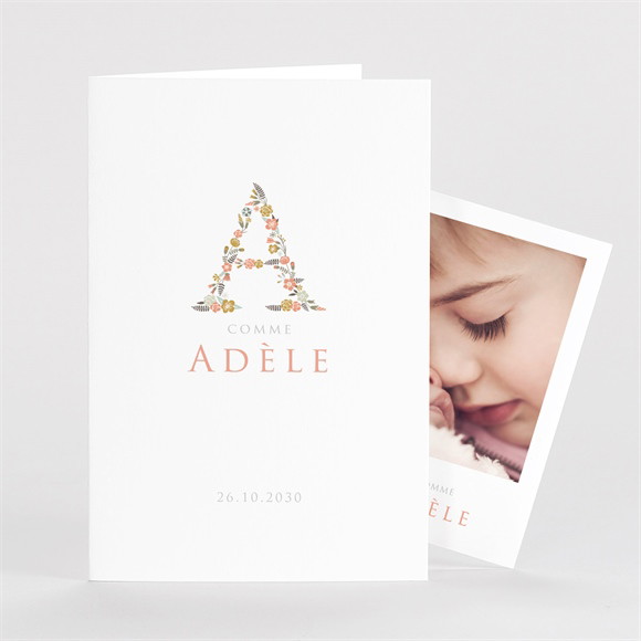 Faire-part naissance Belle initiale plié duo réf.N63108