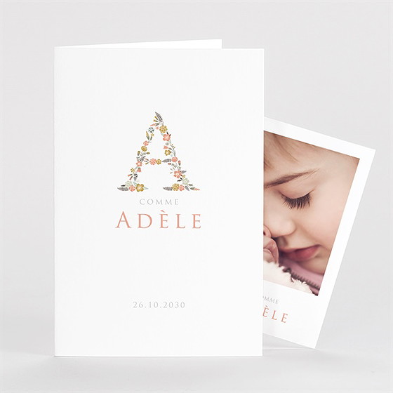 Faire-part naissance belle initiale plié duo