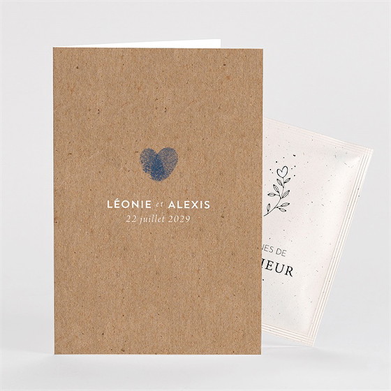 Remerciement mariage uniques empreintes avec graine