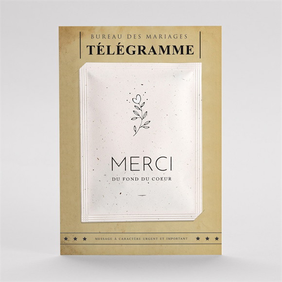 Remerciement mariage Notre Télégramme graines réf.N76104