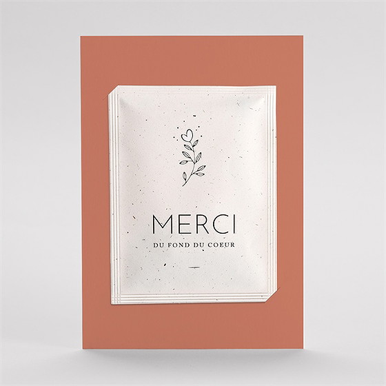 Remerciement mariage douce terracotta avec graines