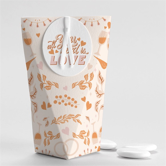 Boîte de dragées mariage Hippie étui réf.N520453