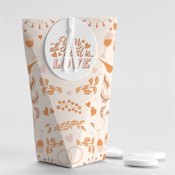 Boîte de dragées mariage hippie étui