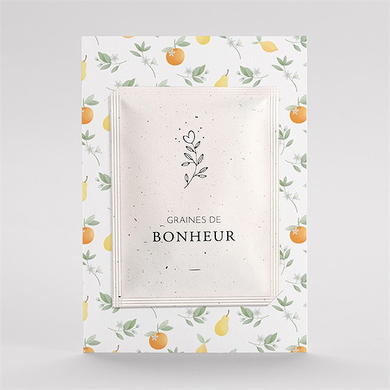 Faire-part naissance motif fruité avec graines