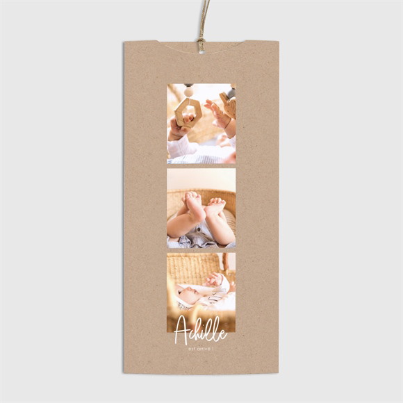 Faire-part naissance Kraft garçon pochette duo réf.N86108