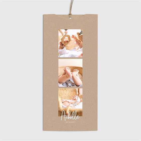 Faire-part naissance kraft garçon pochette duo