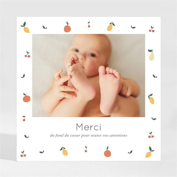 Remerciement naissance Citrons et fruits réf.N35062