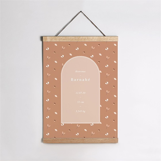 Affiche naissance automne terracotta