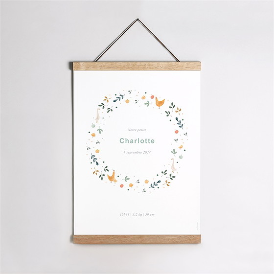 Affiche naissance tendres animaux