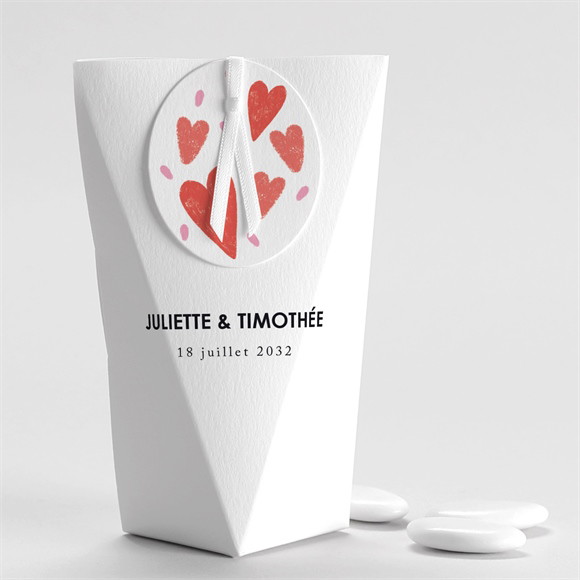 Boîte de dragées mariage Coeurs étui réf.N520455