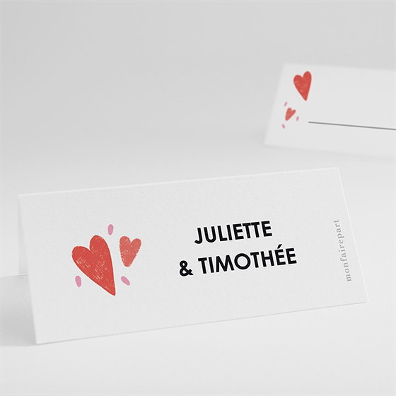 Marque-place mariage coeurs