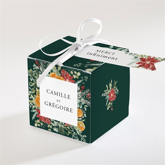 Boîte de dragées mariage Orange de Noël réf.N340810