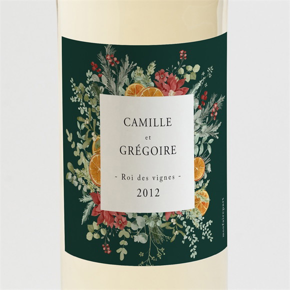 Etiquette de bouteille mariage Orange de Noël réf.N3002223