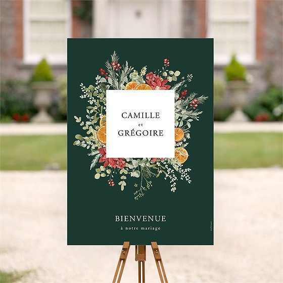 Panneau bienvenue orange de noël