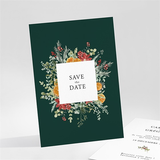 Save the date mariage orange de noël
