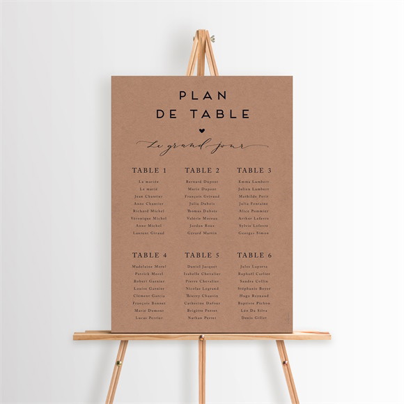 Plan de table mariage Jour J kraft réf.N260566