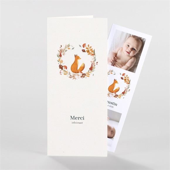 Remerciement naissance Mon beau renard duo photomaton réf.N88118