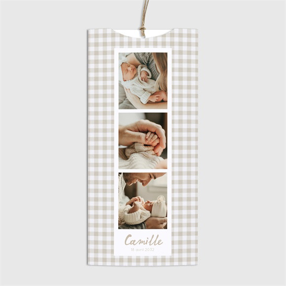 Faire-part naissance Vichy pochette duo réf.N86109