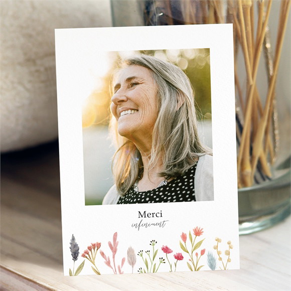 Remerciement décès Délicates fleurs portrait réf.N251167