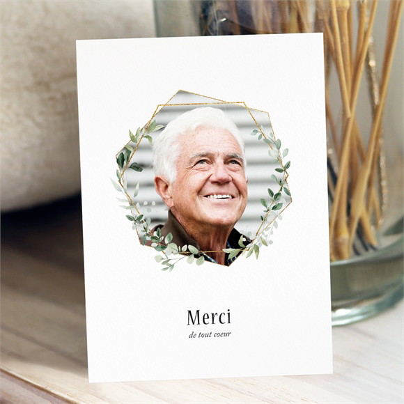 Remerciement décès Moderne végétal avec photo réf.N251168