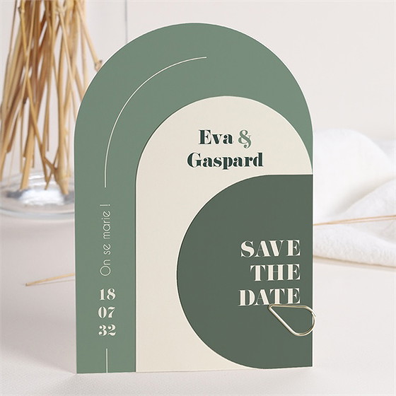 Faire-part mariage tons vert sauge