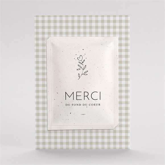 Remerciement naissance Vichy avec graines réf.N76112