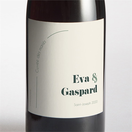 Etiquette de bouteille mariage tons vert sauge