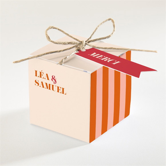 Boîte de dragées mariage Orange et fuchsia réf.N340814