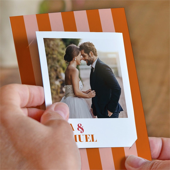 Remerciement mariage Orange et fuchsia réf.N231126