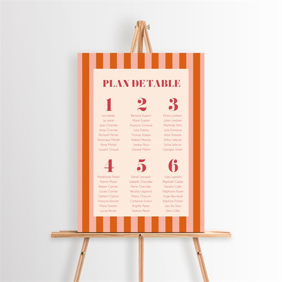 Plan de table mariage Orange et fuchsia réf.N260575