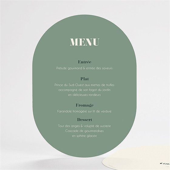 Menu mariage tons vert sauge
