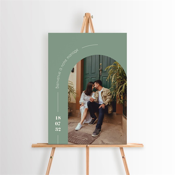 Panneau bienvenue Tons vert sauge réf.N260576