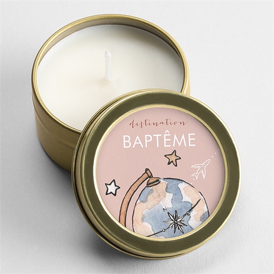 Bougie baptême joli passeport bapteme