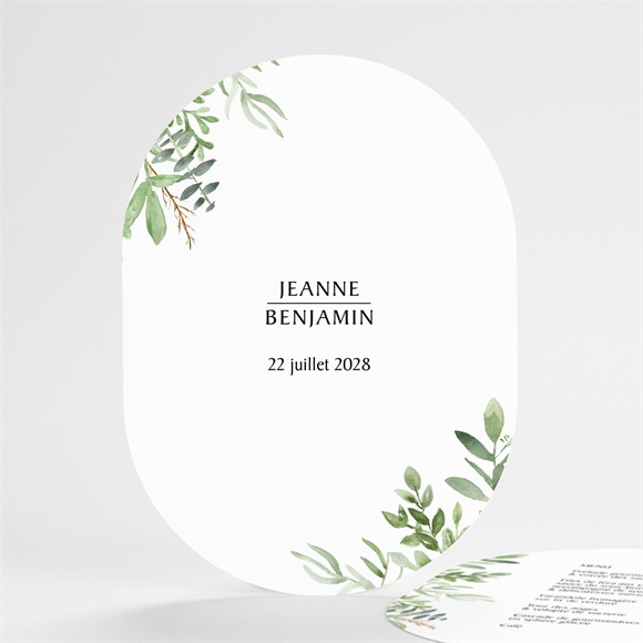 Menu mariage Nature chic ovale réf.N67104