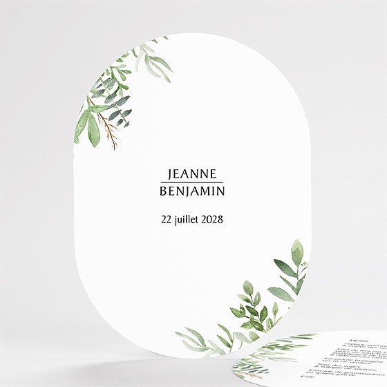 Menu mariage nature chic ovale