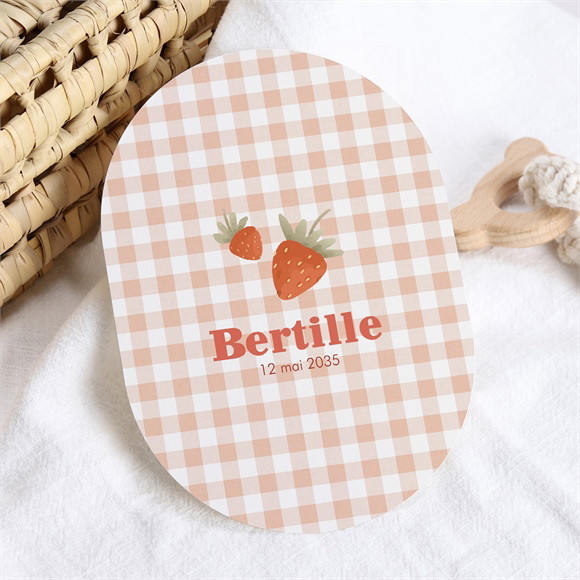 Faire-part naissance Vichy et fraises réf.N67106