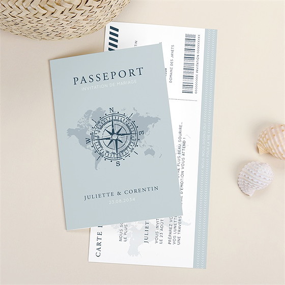Faire-part mariage passeport marin