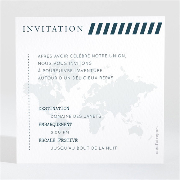 Carton d'invitation mariage Passeport marin réf.N3002233