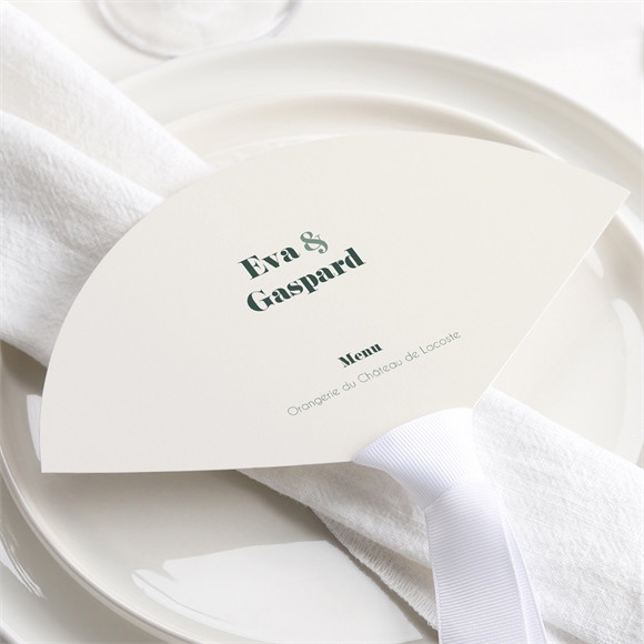 Menu mariage Vert sauge éventail réf.N55120