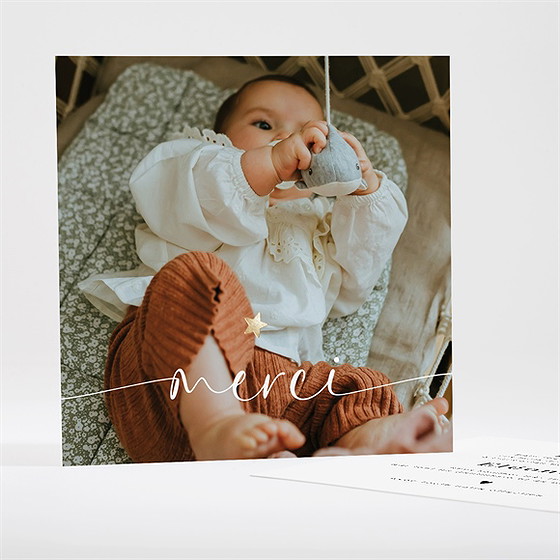 Remerciement naissance photo hello