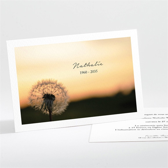 Faire-part décès Pissenlit à l’aube réf.N111378