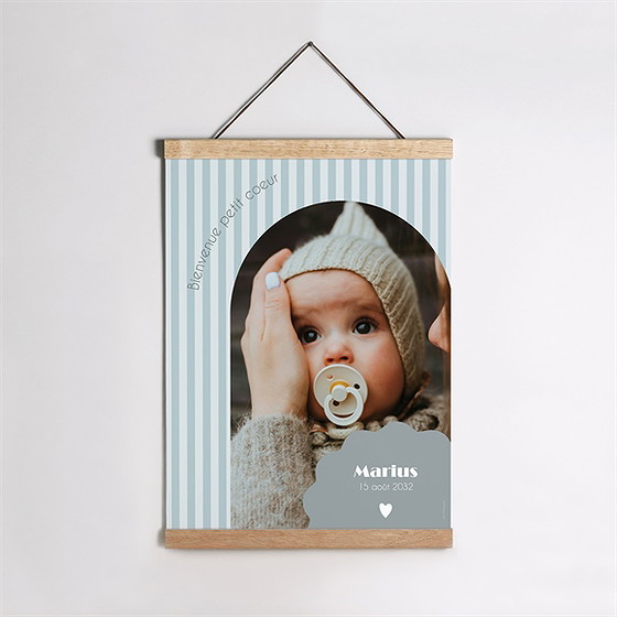 Affiche naissance haut en rayures