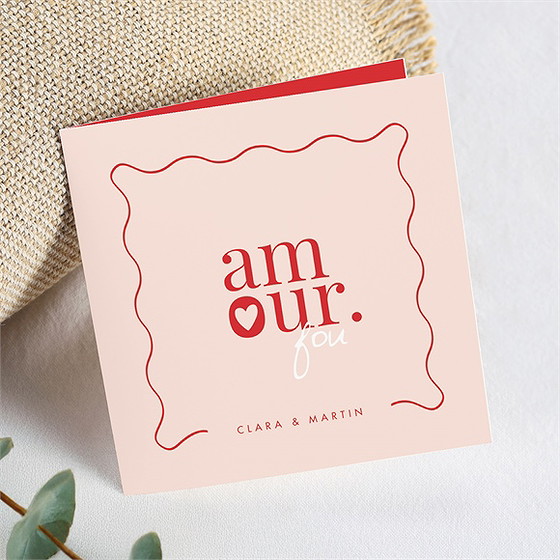 Faire-part mariage rouge amour