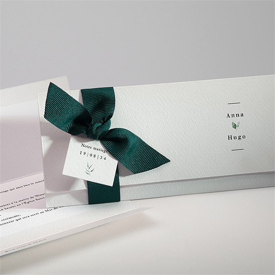 Faire-part mariage emeraude pochette