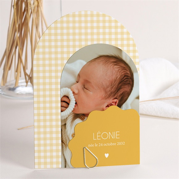 Faire-part naissance Jaune vichy réf.D21104