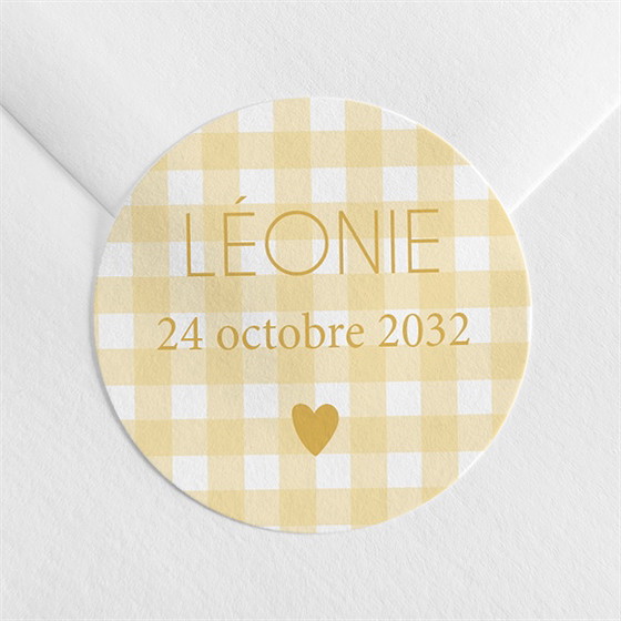 Sticker naissance jaune vichy